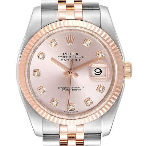 36 rolex rose gold with diamond bezel|rolex datejust 36 diamond bezel.